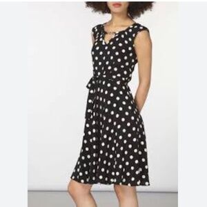 Billie & Blossom Dorothy Perkins Chic Black and White Polka Dot Midi Dress